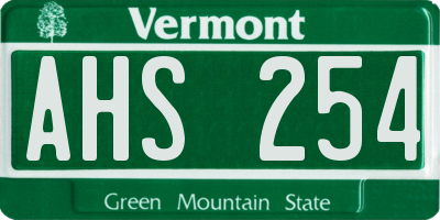 VT license plate AHS254