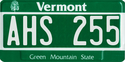 VT license plate AHS255