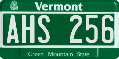 VT license plate AHS256