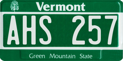 VT license plate AHS257