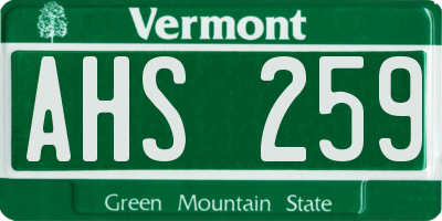 VT license plate AHS259