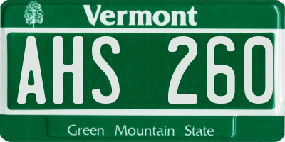 VT license plate AHS260