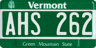 VT license plate AHS262