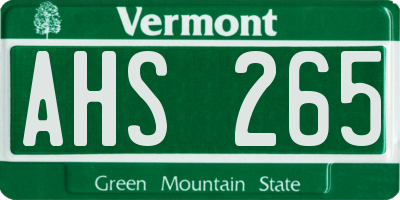 VT license plate AHS265