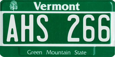 VT license plate AHS266