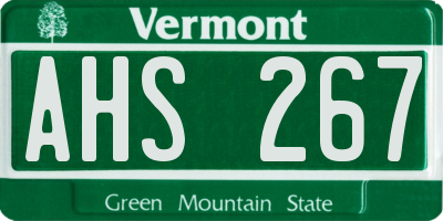 VT license plate AHS267