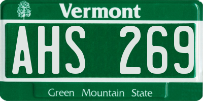 VT license plate AHS269