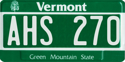 VT license plate AHS270