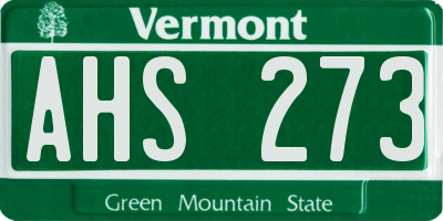 VT license plate AHS273