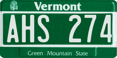 VT license plate AHS274