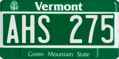 VT license plate AHS275