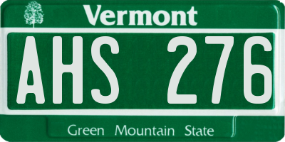 VT license plate AHS276