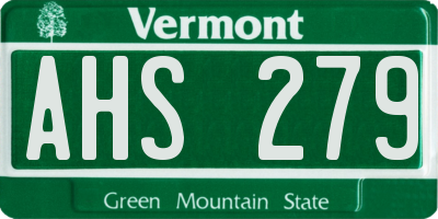 VT license plate AHS279