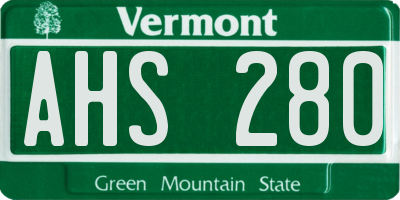 VT license plate AHS280