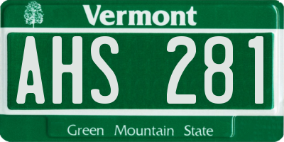 VT license plate AHS281