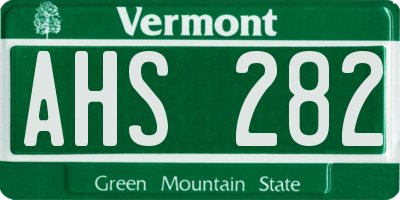 VT license plate AHS282