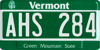 VT license plate AHS284