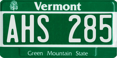 VT license plate AHS285