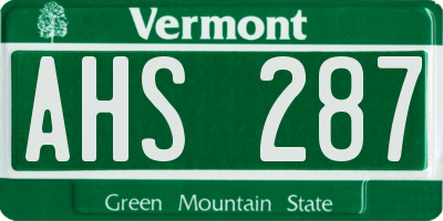 VT license plate AHS287