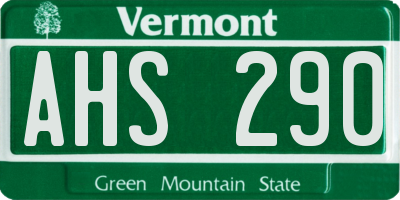 VT license plate AHS290
