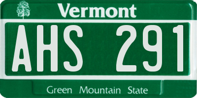 VT license plate AHS291