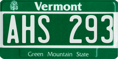 VT license plate AHS293