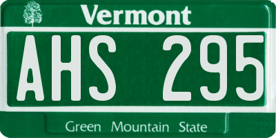 VT license plate AHS295