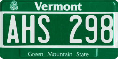 VT license plate AHS298