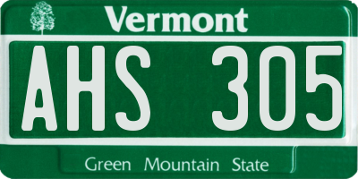 VT license plate AHS305