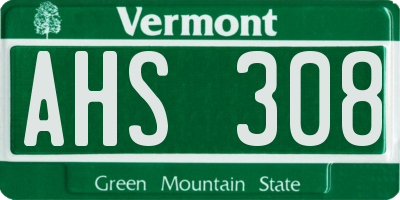VT license plate AHS308