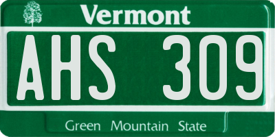 VT license plate AHS309