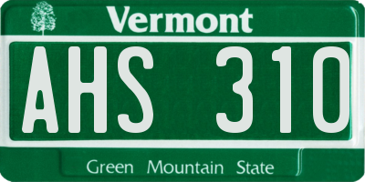 VT license plate AHS310
