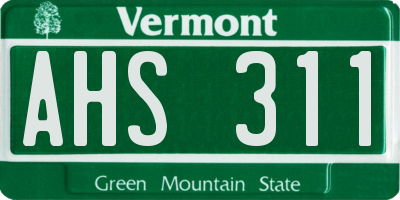 VT license plate AHS311