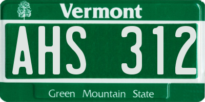 VT license plate AHS312