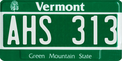 VT license plate AHS313
