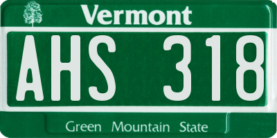 VT license plate AHS318