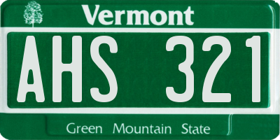 VT license plate AHS321