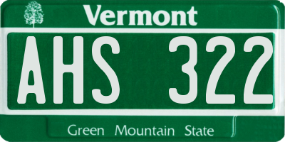 VT license plate AHS322