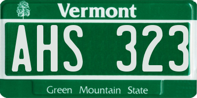 VT license plate AHS323