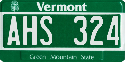 VT license plate AHS324