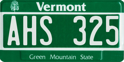 VT license plate AHS325