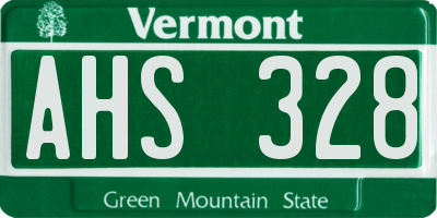 VT license plate AHS328