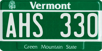 VT license plate AHS330