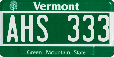 VT license plate AHS333