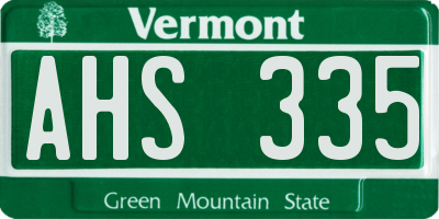 VT license plate AHS335