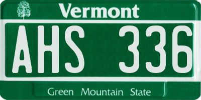VT license plate AHS336