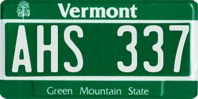 VT license plate AHS337
