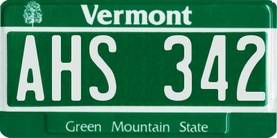 VT license plate AHS342