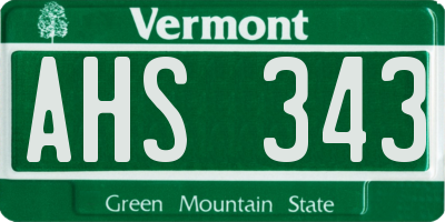 VT license plate AHS343