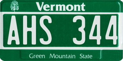 VT license plate AHS344